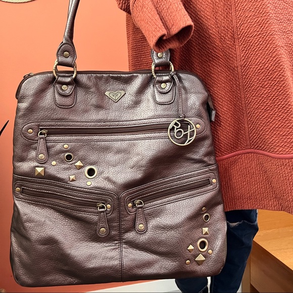 Roxy Large Tote Never Full Purse Bag Unique Vegan Leather - Picture 3 of 9